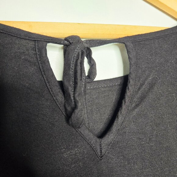 LC Lauren Conrad Black Soft Stretchy Keyhole Blouse L - Picture 5 of 8